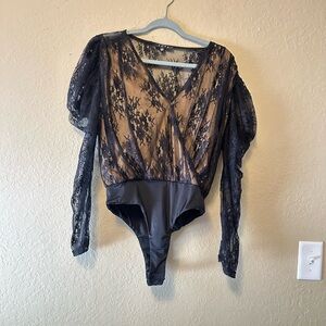 Elegant Black floral Lace Bodysuit